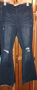 Damen Tinseltown Hi-Rise Flare Denim Blau Distressed Jeans Größe 7/29,5 Pullon - Bild 1 von 6