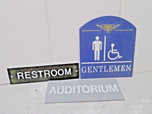 3 - ADA ACRYLIC RESTROOM & AUDITORIUM ADA BRAILLE SIGNS NEW - Picture 1 of 6