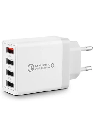 4 Port Fast Qualcomm Quick Charge QC 3.0 USB Wall Charger Adapter WHITE NYP A75 - Image 1 of 4