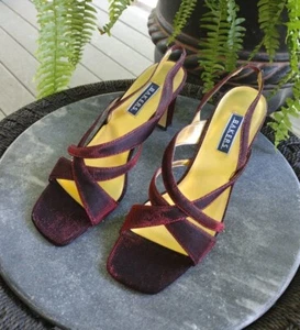 Vintage Bakers Glitz Sangria Red Iridescent Shimmer Strappy Slingback Heels 8B  - Picture 1 of 10