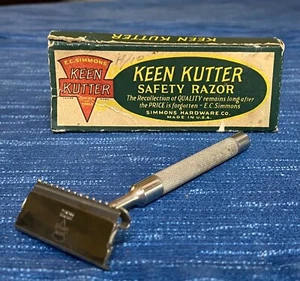 Navaja de afeitar de seguridad Keen Kutter EC Simmons de colección caja original hecha en EE. UU. 13B - Imagen 1 de 5