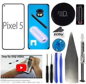 Black Outer Front Glass Lens Screen Replacement Kit for Google Pixel 5 - Picture 1 of 12