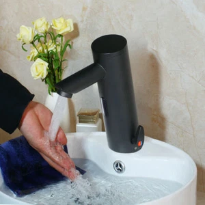 Matte Black Touchless Bathroom Basin Sink Mixer Sensor Faucet Single Handle Taps - Bild 1 von 11
