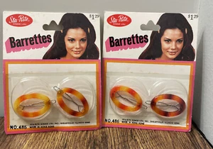 Sta-Rite Ginnie Lou Barrettes 1970s New Old Stock VTG Oval Tortoise Shell 2 Pack - Picture 1 of 3