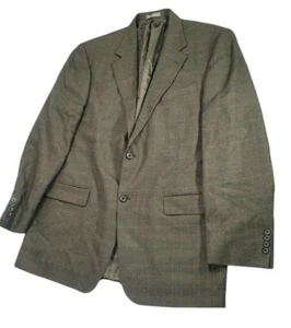 Oscar de la Renta Blazer Plaid Woven Suit Jacket Coat Size 44L 100% Lambswool - Picture 1 of 7