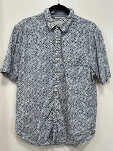 Camisa informal de manga corta True Grit azul floral mezcla de lino M - Imagen 1 de 11