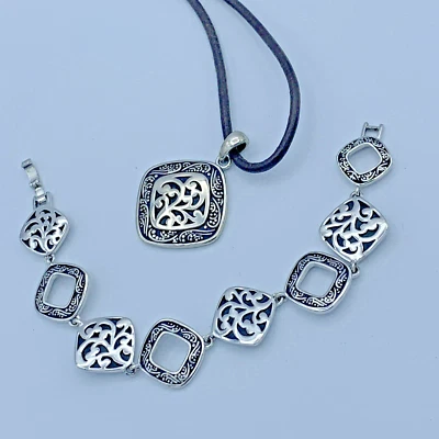 Juego de collar colgante y pulsera de 7 pulgadas con cordón marrón oscuro Lia Sophia 3-952 Foto 1 de 4