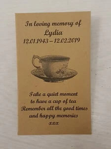 10 Personalised Tea Bag Favour Envelopes Funeral Memorial Remembrance (unfilled) - Picture 1 of 1