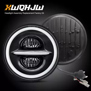 2x 7" inch Round LED Light Bar Pods Flood Spot DRL Offroad Driving Lights Truck - Foto 1 di 11