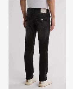 Pantalones de mezclilla ajustados relajados con solapa True Religion Geno Big T para hombre 32 X 32 gris carbón lavado nuevos con etiquetas - Imagen 1 de 19