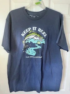 Men’s Neff “ Keeping It Reel” Fishing/Skateboarding T-shirt Size XL New Navy Blu - Picture 1 of 4