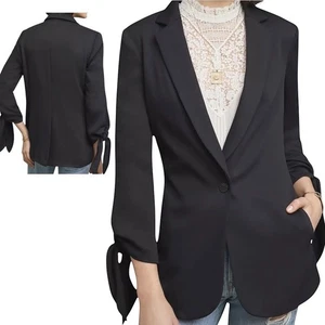 Cartonnier Anthropologie Women’s Lloyd Tie Sleeve Easy Blazer Black Size 14 NWT - Picture 1 of 15