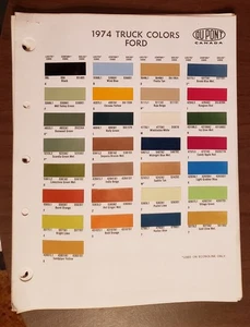 1974 Ford Truck Dupont Color Chip Paint Code - Imagen 1 de 1