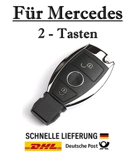 1x Chrom Autoschlüssel Gehäuse für Mercedes 2-Tasten PKW Fernbedienung - KS18E - Picture 1 of 6