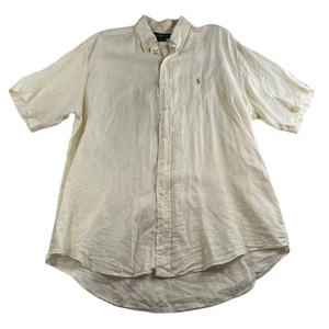 Ralph Lauren L Large Linen Blake Button Down Shirt Men Beige Short Sleeve Logo - Bild 1 von 13