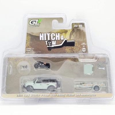 GreenLight '21 Ford Bronco w/ Motorcycle & Utility Trailer - 1:64 (2025 Hitch & - Image 1 of 4