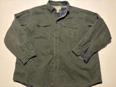 LL Bean Shirt Men XXL Green Canvas Flannel Lined VTG 90s Workwear Shacked - Image 1 of 4