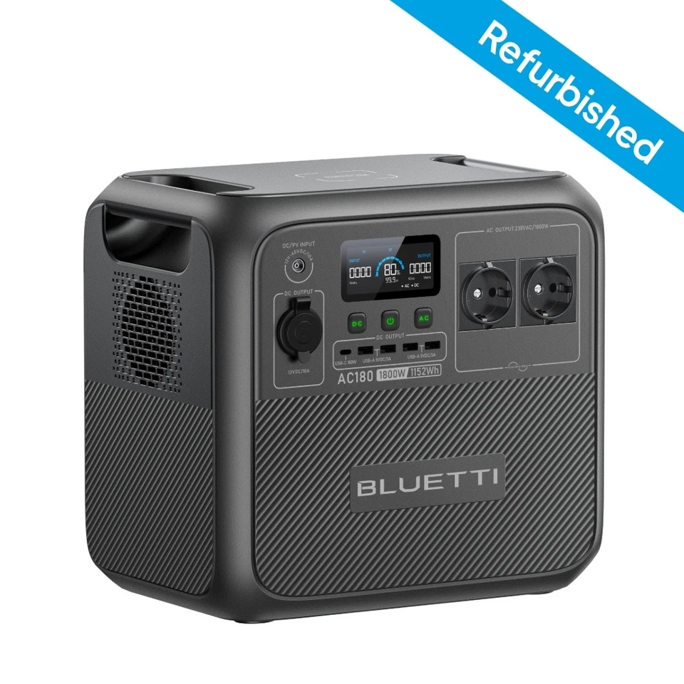 BLUETTI AC180 1152Wh Tragbare Powerstation 1800W Stromaggregate für Wohnmobil - Bild 1 von 4