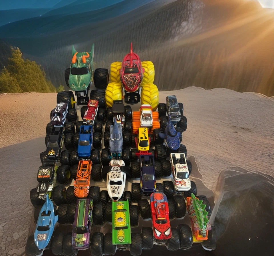 LOTE DE 21 CAMIONES MONSTER JAM HOTWHEELS COLECCIÓN 1:64 TMNT LAVA SHARK DRAGON Foto 1 de 4