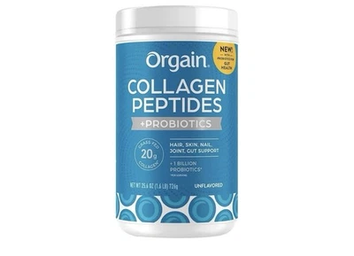 Péptidos de colágeno Orgain + probióticos. Sin sabor, alimentado con césped sin sabor 1,6 libras Foto 1 de 4