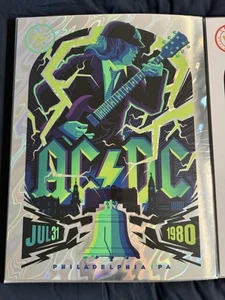 AC/DC 7/31/80 Philadelphia Lava foil Poster Back In Black World Tour - Picture 1 of 1