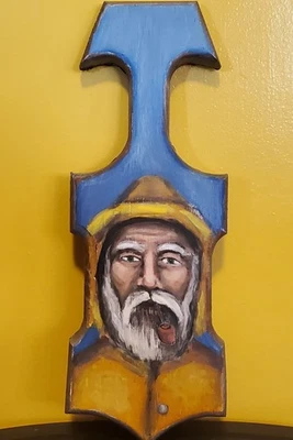 Retrato Capitán de Mar Pescador Marinero Náutico Forastero Folk Pintura Original Foto 1 de 4