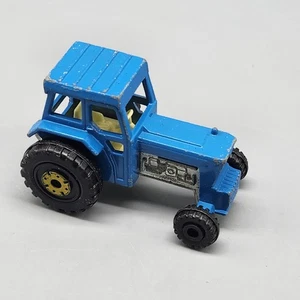Vintage Matchbox Ford Tractor Diecast Blue Yellow Wheels Farm Toy Vehicle 1970s - Picture 1 of 6