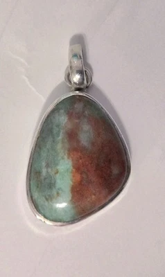 Chrysoprase Pendant Red And Green in Sterling Silver 1.5" - Изображение 1 из 4