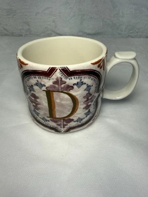 Anthropologie Monogram Initial Mezzo D Mug Red Purple 14oz Coffee Tea Cocoa Cup - Изображение 1 из 4