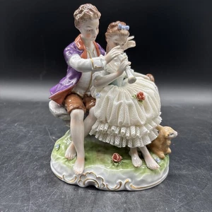 Unterweissbach Tüll Figur Dresdner Porzellanfigur Sammlerstück Antik -H.19 - Bild 1 von 12