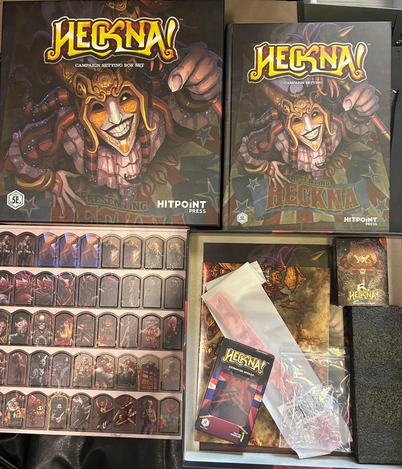 Heckna! Juego de caja de configuración de campaña para prensa de punto de golpe 5e TTRPG con cartas mágicas Foto 1 de 1