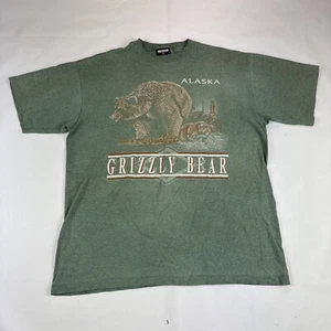 Vintage Signal Sports Shirt Mens L Green Made in USA Alaska Grizzly Bear Y2K 90s - Picture 1 of 9