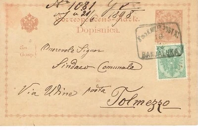 Bosnia & Herzegovina POSTAL CARD-HG:3-UPRATED-Sc#5a-BANJALUKA-19/6/98-WITH MESSA - Image 1 of 2