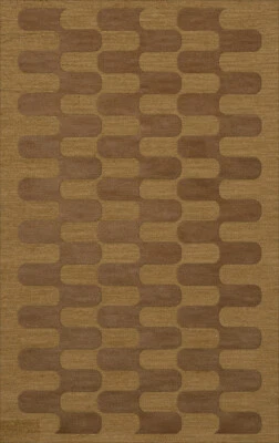 Yellow Transitional Hand Hooked Waves Curves Blocks Area Rug Geometric DV9 - Image 1 of 2