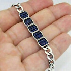 8Ct Round Lab Created Blue Sapphire Tennis Bracelet 925 Silver Gold Plated