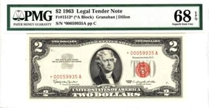Fr. 1513* $2 1963 Legal Tender star PMG Superb Gem 68 EPQ- RARE STAR GRADE- WOW! - Picture 1 of 13