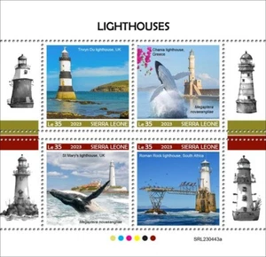 Lighthouses & Whales UK Greece South Africa MNH Stamps 2023 Sierra Leone M/S - Picture 1 of 1