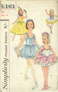 Vintage Ballett Kostüm in zwei Längen Hut & Rüschen Schnittmuster S161 Größe 6 & 10 - Bild 1 von 1