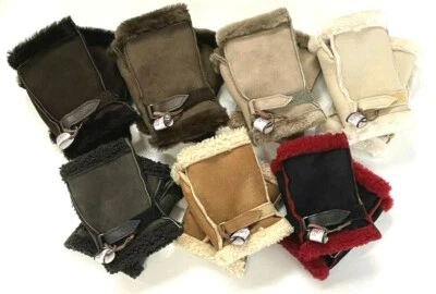 100% Genuine Sheepskin Fingerless Gloves Mittens Various Sizes Made In The UK - image 1 of 4