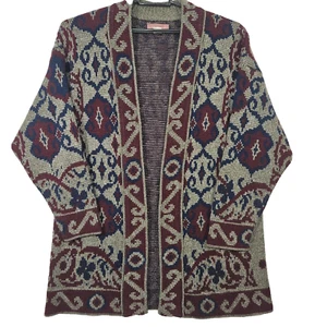 Cardigan donna aperto vintage WORTHINGTON maglione spolverino vestibilità ampia taglia L Batik USA - Foto 1 di 11