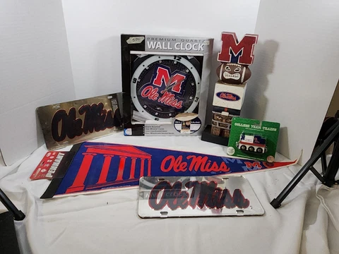 HUGE NEW OLE MISS UNIVERSITY TOTEM, CLOCK,2  LICENCE PLATE, CLOCK, TRAIN LOT Cover