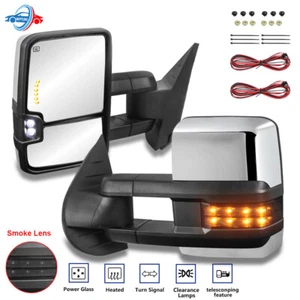 Lente de humo de espejo retrovisor de remolque eléctrico cromado para Chevy Silverado GMC Sierra 2007-13 - Imagen 1 de 12