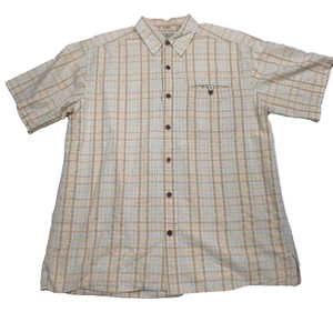 Vintage LL BEAN Popeline Hemd Herren M sand kariert Freizeit Lounge Strand Hongkong  - Bild 1 von 15