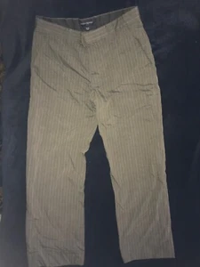 Brown/Grey Pants Men Medium Gold and Silver Alternating Stripes - Picture 1 of 4