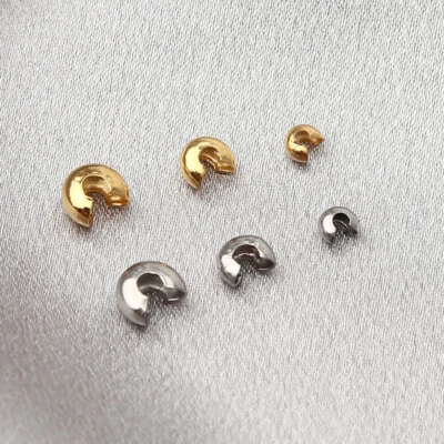 Stainless Steel Gold Plated Round Crimp Cover Dia 3 4 5mm Round End Beads - Image 1 of 4