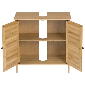 Mobiletto Da Bagno in Bambù Con 2 Ante 60X30X60 Cm Sotto Il Lavandino, Armadio P - Imagen 1 de 13