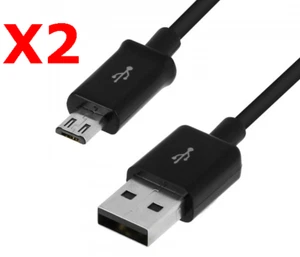 X2 Cable Usb / Micro Usb Noir Pour Samsung Sony LG Wiko Huawei HTC Nokia Asus Ar - Photo 1 sur 1
