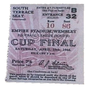 1944 Wartime Cup Final South - Chelsea V Charlton réplica atlética boleto de partido - Imagen 1 de 1