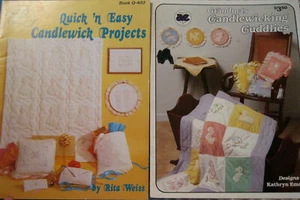 lot 2 CANDLEWICKING Pattern Booklets Ann Evans & Amer School of Needlework EASY - Picture 1 of 8