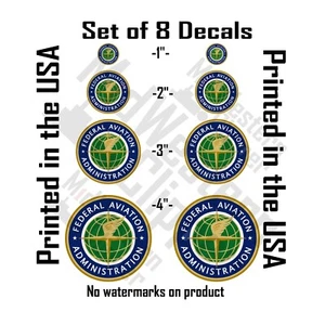 8 U.S. Federal Aviation Administration seal decals stickers. 4" FAA USA - Picture 1 of 6
